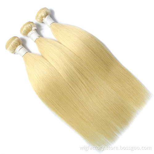 613 straight bundles with frontal Remy Hair,Honey Blonde colored human hair bundles